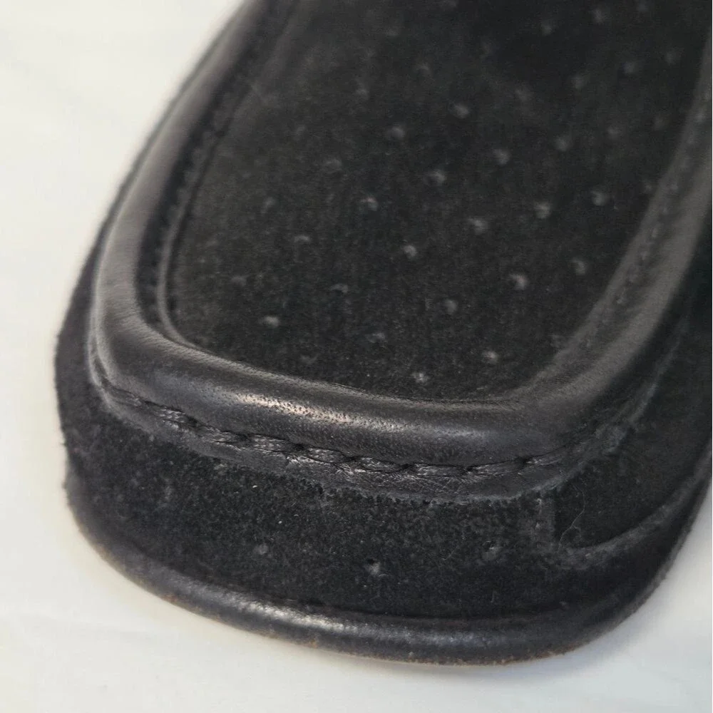 Renzo Favero Mens Black Perforated Suede Loafers 8.5